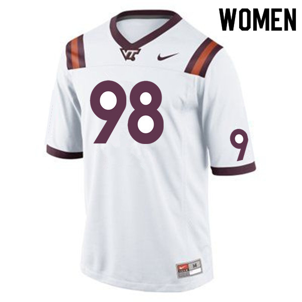 Women #98 Cody Duncan Virginia Tech Hokies College Football Jerseys Sale-White - Click Image to Close